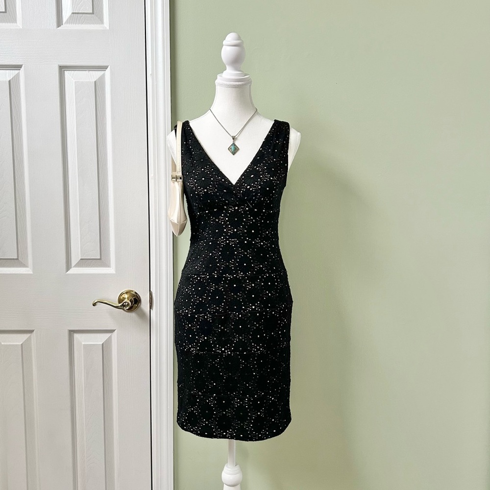 Black lace midi dress